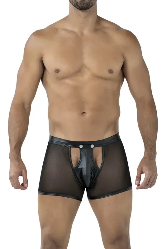 Boxer-Shorts mit aufklappbaren Suspensorium – Schwarz