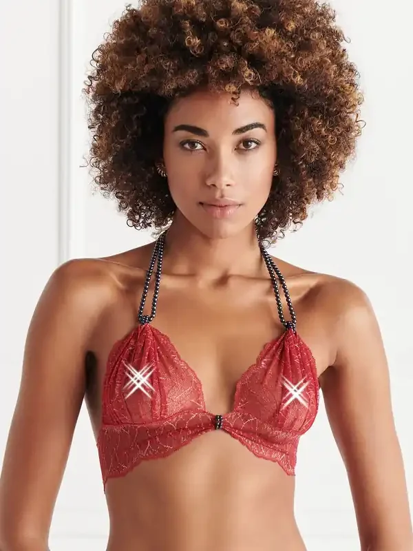 Bracli Sydney Dark Perlen-BH, rot/schwarz