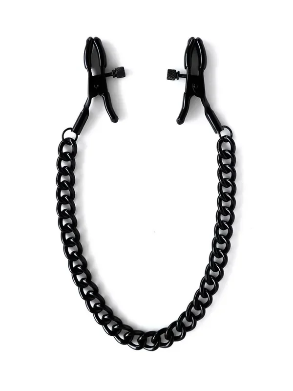 BRUTUS Crocodile Nipple Clamps Nippelklemmen mit Kette, schwarz