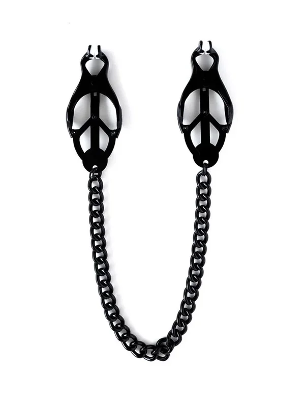 BRUTUS Japanese Clover Nipple Clamps: Nippelklemmen mit Kette, schwarz