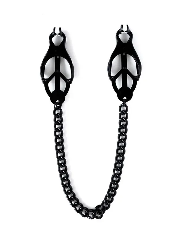 BRUTUS Japanese Clover Nipple Clamps Nippelklemmen mit Kette, schwarz