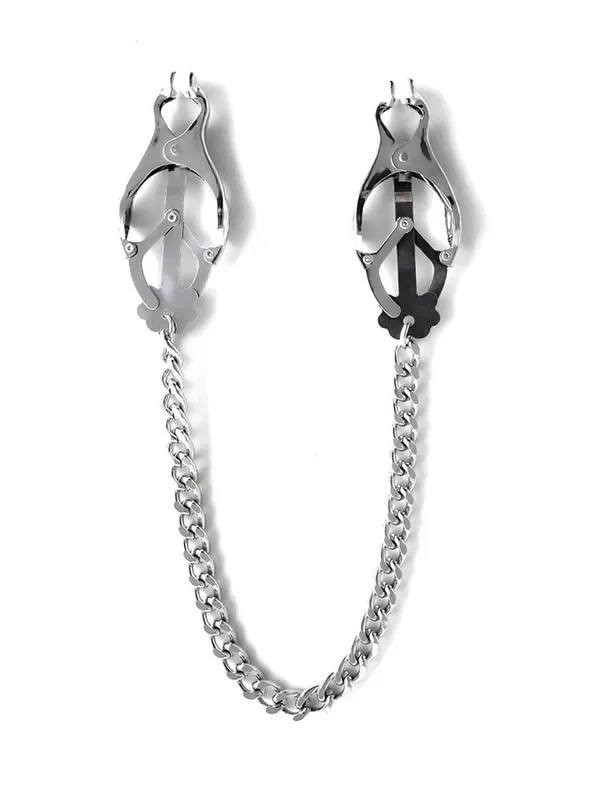 BRUTUS Japanese Clover Nipple Clamps Nippelklemmen mit Kette, silber