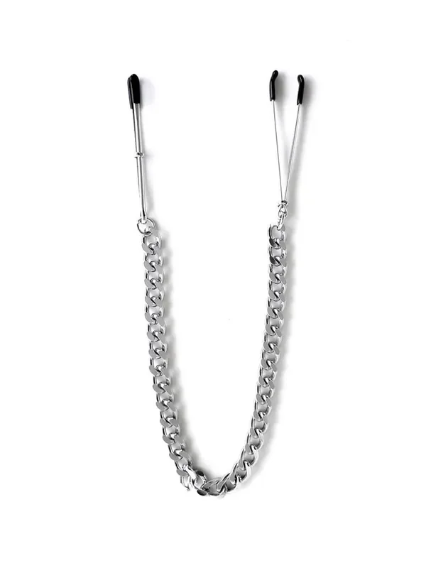 BRUTUS Tweezer Nipple Clamps Nippelklemmen mit Kette, silber/schwarz