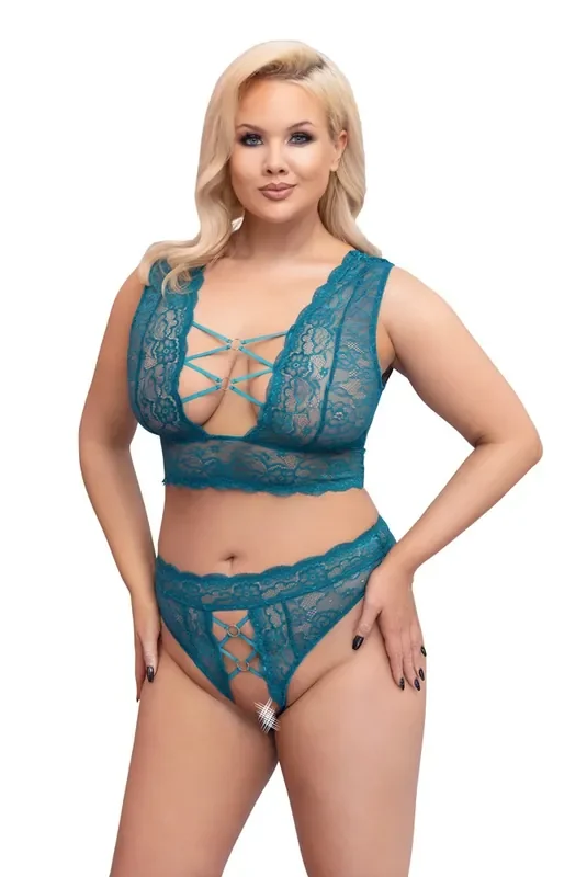 Bustier mit String Plus Size Spitze Ouvert