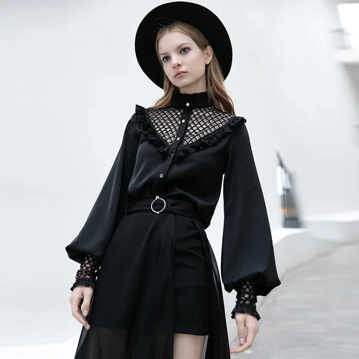 Button-Up-Hemd mit eleganten, viktorianisch inspirierten Details