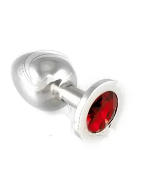 Buttplug silber, large mit Kristall