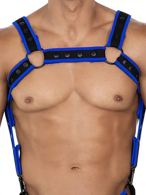 C4M H4RNESS Neopren-Harness, schwarz/neonblau