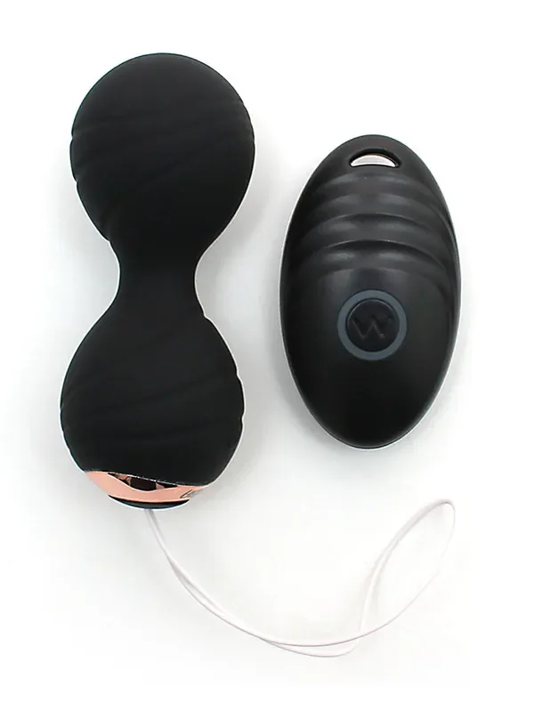 Cannes Vibrating Lay-On Kegel Ball Vibro-Liebeskugel-Duo, schwarz/roségold