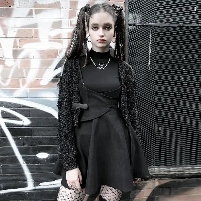 Casual Gothic schwarzer Skater-Minirock