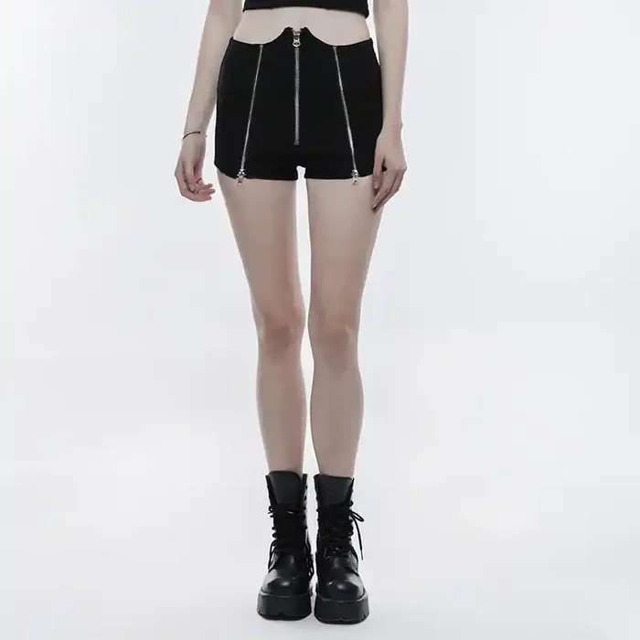 Casual Gothic Shorts mit Zipper-Details