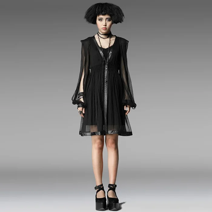 Chiffon-Overdress mit rockigen Details