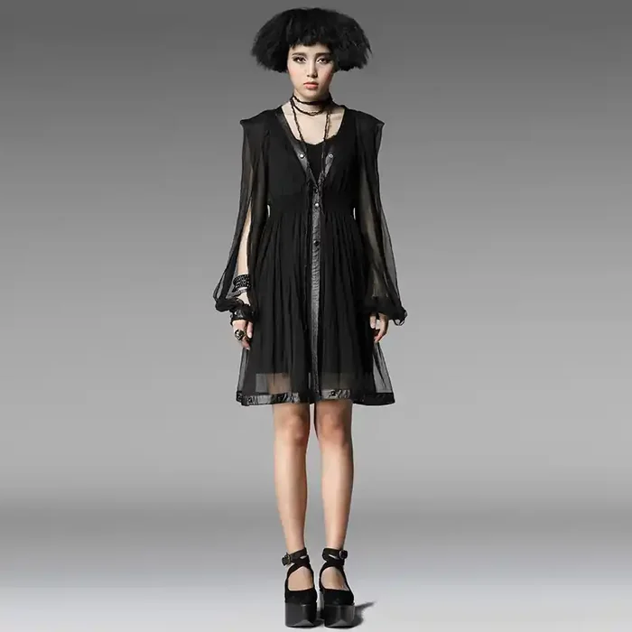 Chiffon-Overdress mit rockigen Details