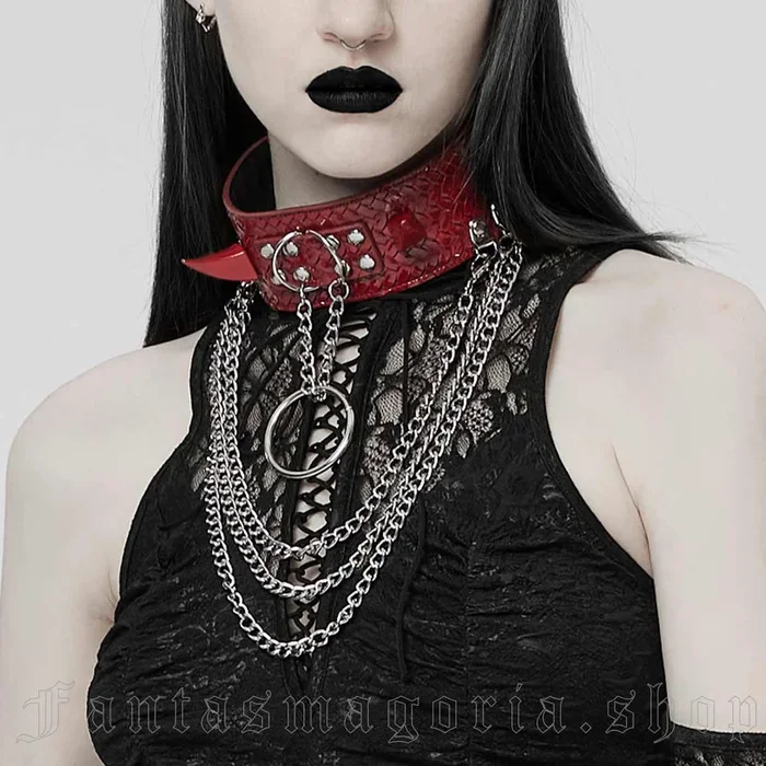 Choker mit Reptilienmuster – rot