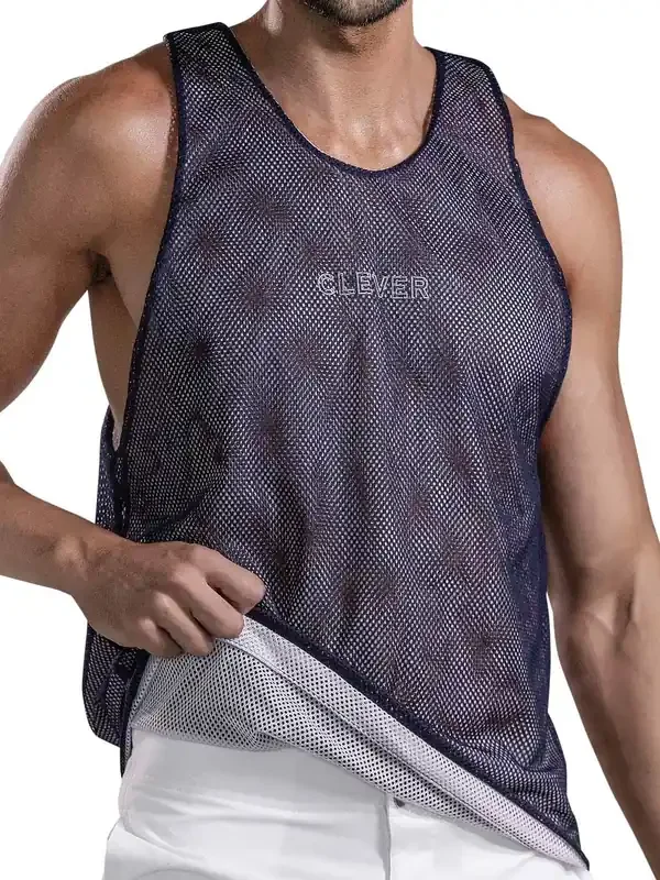 Clever Fit Wende-Tanktop, weiß/dunkelblau