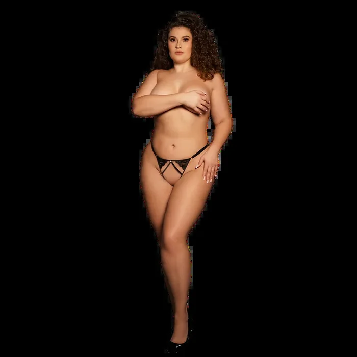 Cloé – Thong with Open Crotch, Adjustable Sliders and Golden Details – Plus Size