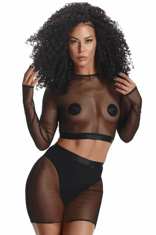 Clubwear Set aus feinem dehnbarem Material mit Gummibund