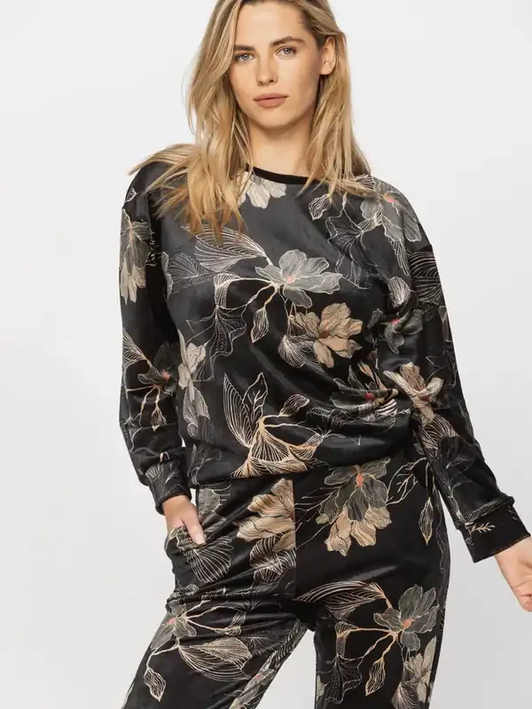 Coemi 251W102 Lounge-Set, schwarz/beige flowers