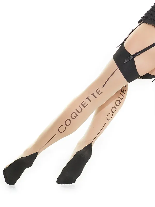 Coquette Naht-Strapsstrümpfe, schwarz/haut