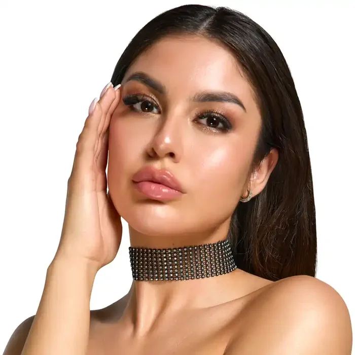 Cottelli Accessoires Halsband mit Strasssteinen Schwarz