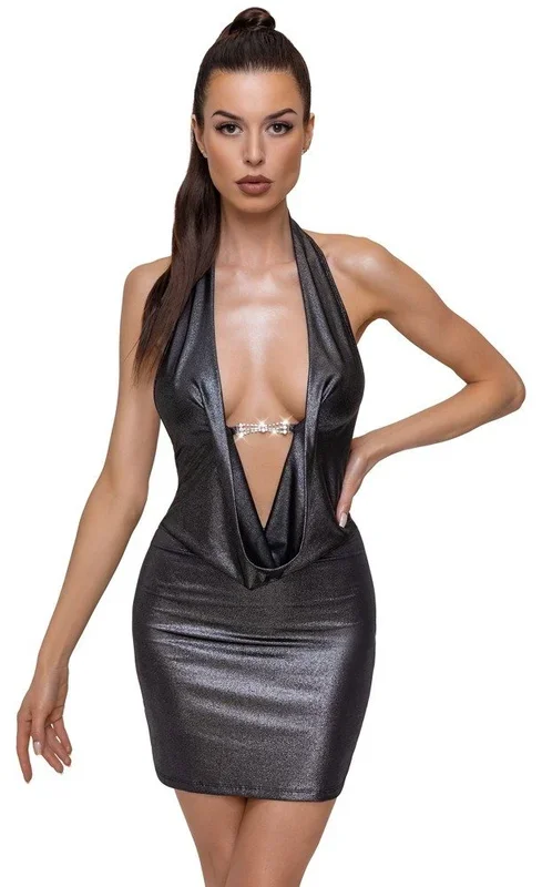 Cottelli Party – Kurzes enges Kleid im schillernden Silberglanz