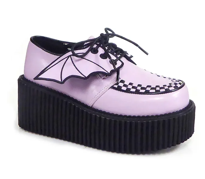 Creeper-205 (High Heel Größe 11 – Gr. 41, High Heel Farbe Lavendel Kunstleder)