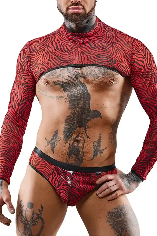 Crop Top im Zebramuster aus feinem Netzstoff