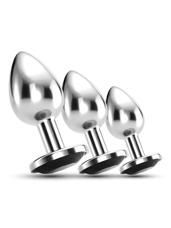 Crushious Bijou 3-teiliges Analplug-Set, silber/schwarz