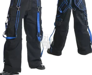 Cyber Bondage Hose mit blauen Riemen