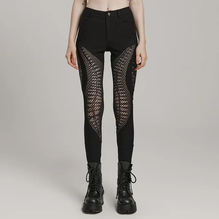 Dark Punk Leggings mit Mesh-Einsätzen