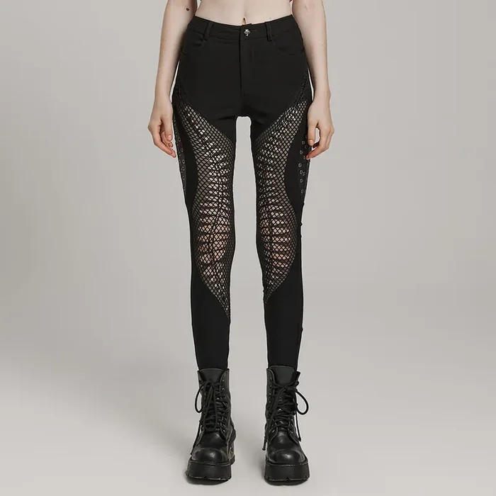 Dark Punk Leggings mit Mesh-Einsätzen