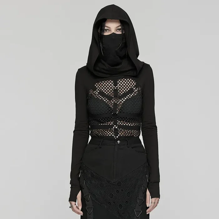 Dark Punk Long-Sleeve Top mit High-Neck