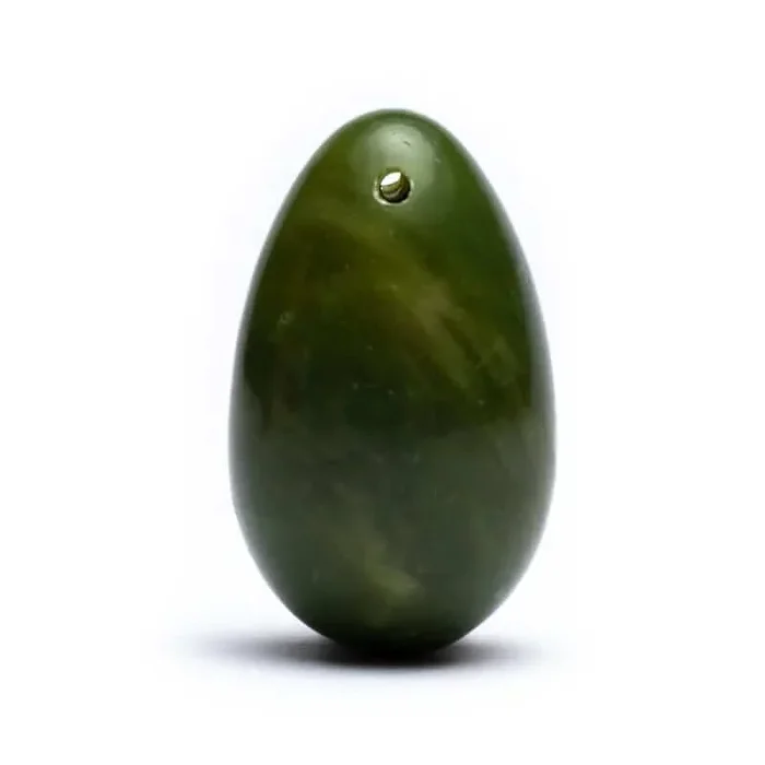 Deko-Ei Serpentin (China-Jade) – 4,0 x 2,5 cm – gebohrt