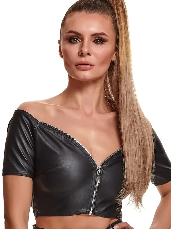 Demoniq Marina Kunstleder-Top, schwarz