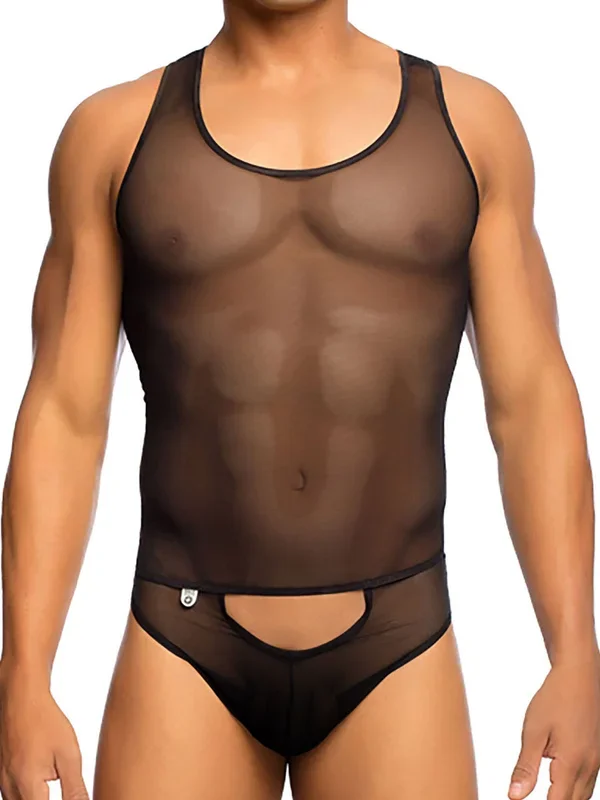 DNGEON by MOB MBL09: Netz-Stringbody, schwarz