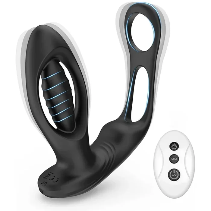 Doppeltem Penisring Prostata Massagegerät Buttplug Anal Vibrator mit 10 Vibrationsmodi
