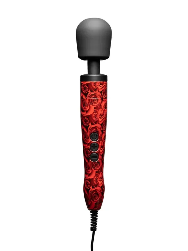 DOXY Original Rose Pattern Wandvibrator, schwarz/rot
