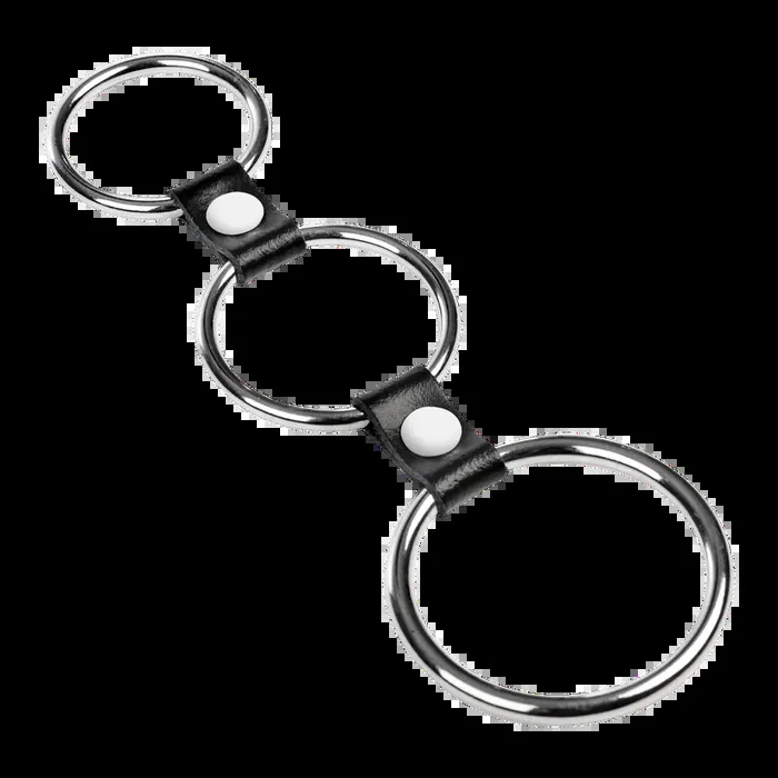 Dreifacher Cockring aus Metall – Schwarz