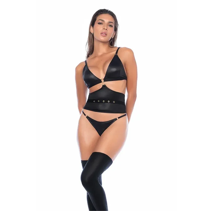 Dreiteiliges Bondage-DessousSet – S/M – Schwarz