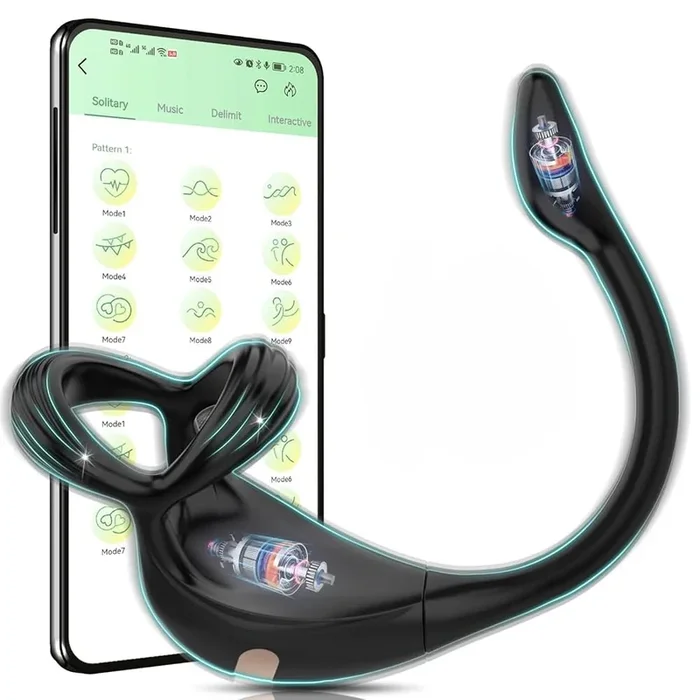 Dual Penisring Erotischer dreieckiger Massagegerät mit 10 Vibrationsmodi