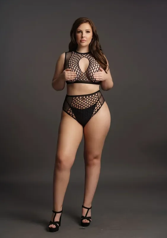 Duo Net 2 Stück BH-Set für Kurven schwarz
