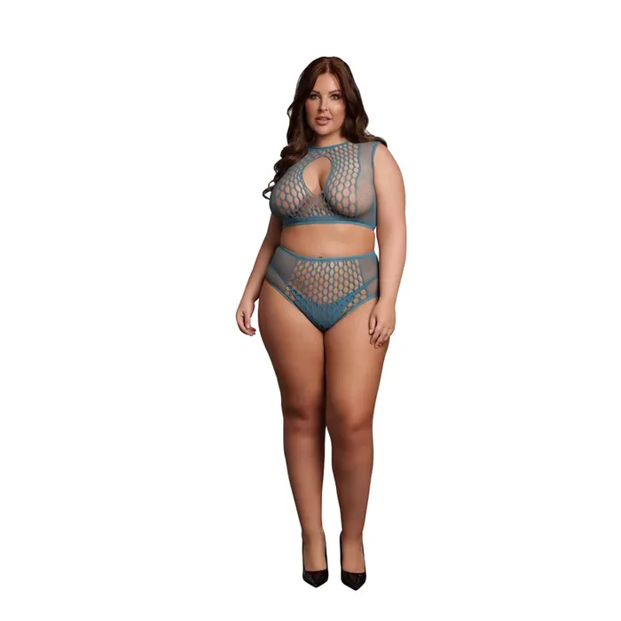 Duo Net Key-Hole Bra Set – Queen Size