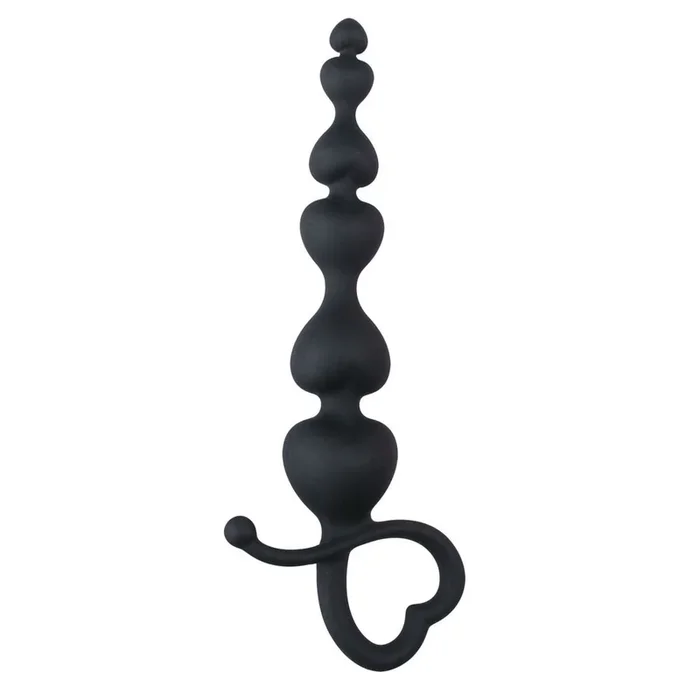 Easytoys Anal Collection – Schwarze Analkugeln mit herzförmigem Griff