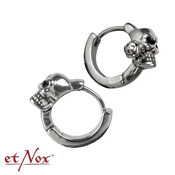 Edelstahl-Ohrringe ‚Totenkopf mit Rose‘