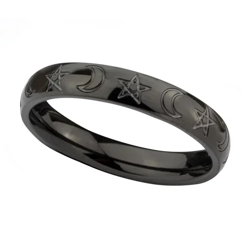 Edelstahlring ‚Mond und Sterne‘