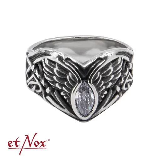 Edelstahlring ‚White Wing‘ mit Stein