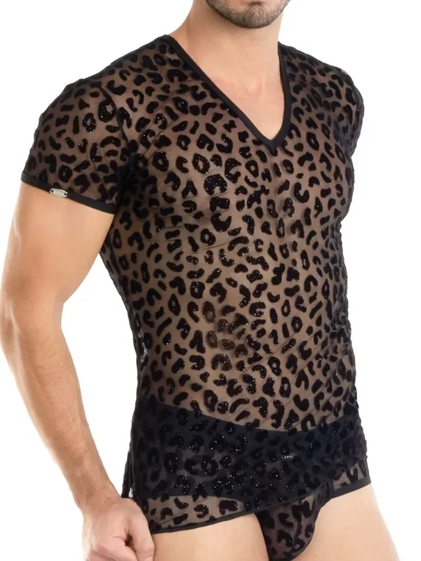 Eros Veneziani Dante V-Neck-Shirt, schwarz