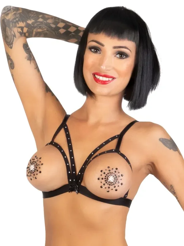 Eros Veneziani Donatella Ouvert-Strass-BH, schwarz