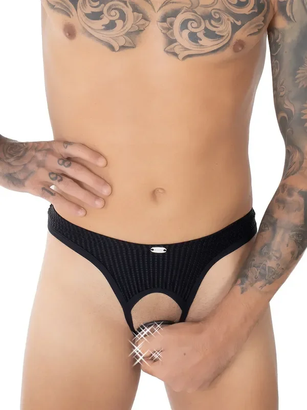 Eros Veneziani Nero Ouvert-Ring-String, schwarz