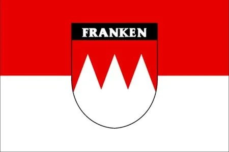 Fähnchen mit Holzstab ‚Franken mit Wappen + Schriftzug‘