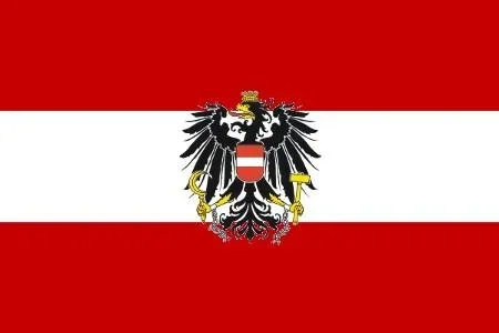 Fähnchen mit Holzstab ‚Österreich mit Wappen‘